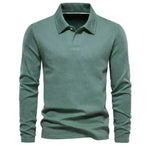Fashion Plain Lapel Long-sleeved Polo Shirt Men's Casual Autumn Polo sweatshirt - EX-STOCK CANADA