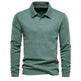 Fashion Plain Lapel Long-sleeved Polo Shirt Men's Casual Autumn Polo sweatshirt - EX-STOCK CANADA