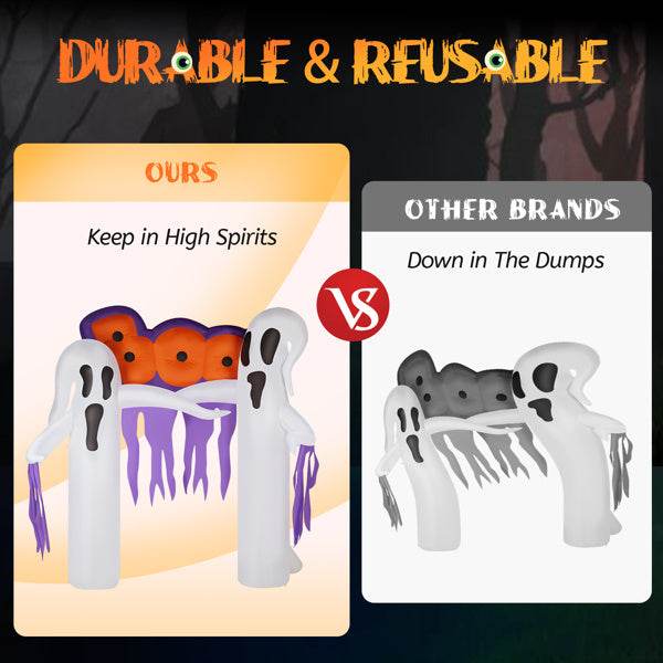 9.8ft White Ghost Arch 3 LED Lights And 2 Colorful Light Plates Halloween Inflatable Decoration - EX-STOCK Canada