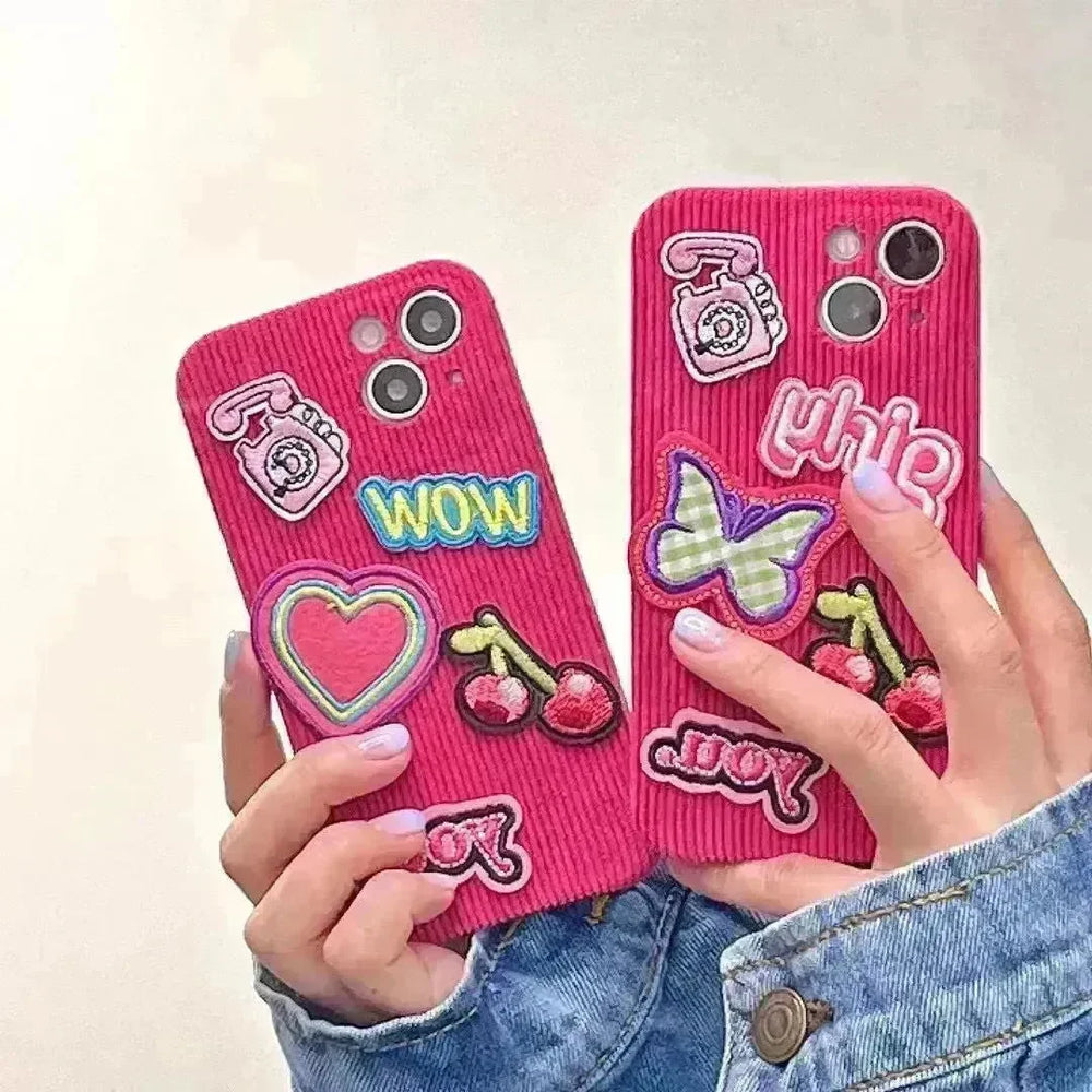 Embroidered Love Cherry Patch iphone Case women - EX-STOCK CANADA