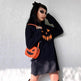 Halloween Costume Pumpkin Print Long Sleeve Hoodie Dress - EX-STOCK Canada