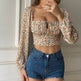 New Spring Summer Boho floral Long sleeve Crop tank top women - EX-STOCK Canada