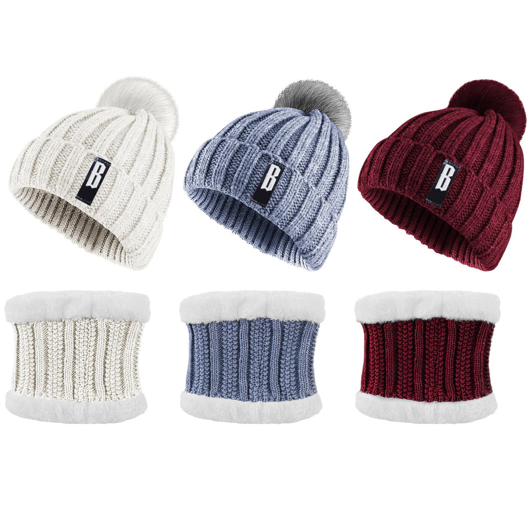 1Set Winter Beanie Hat Scarf Set Women Warm Knitting Skull Cap Neck Warmer For Walking Running Hiking Camping Outdoors Gift EX-STOCK