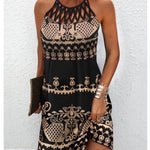 Fashion Print Dress Casual Halterneck Dresses For Women Summer Clothes - EX-STOCK Canada