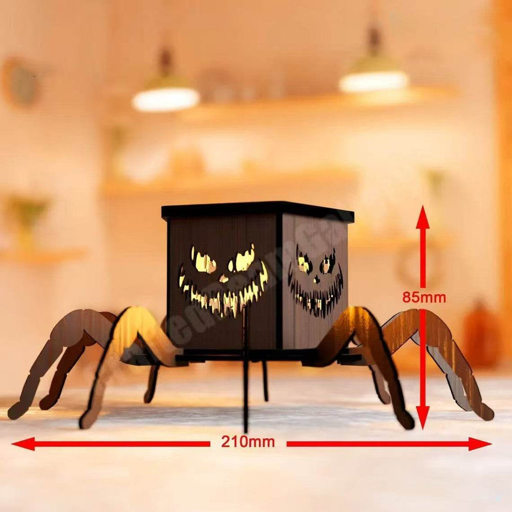 Cross-border New Ghost Halloween Spider Mini Lantern Candlestick Decorations Interesting Ornaments Wooden Craftwork - EX-STOCK Canada