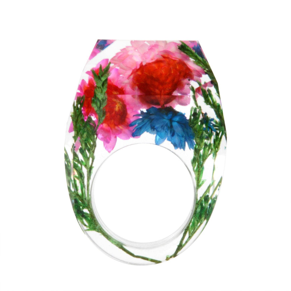 Dried Flower Resin Forest Handmade Dried Flower Epoxy Ring - EX-STOCK Canada