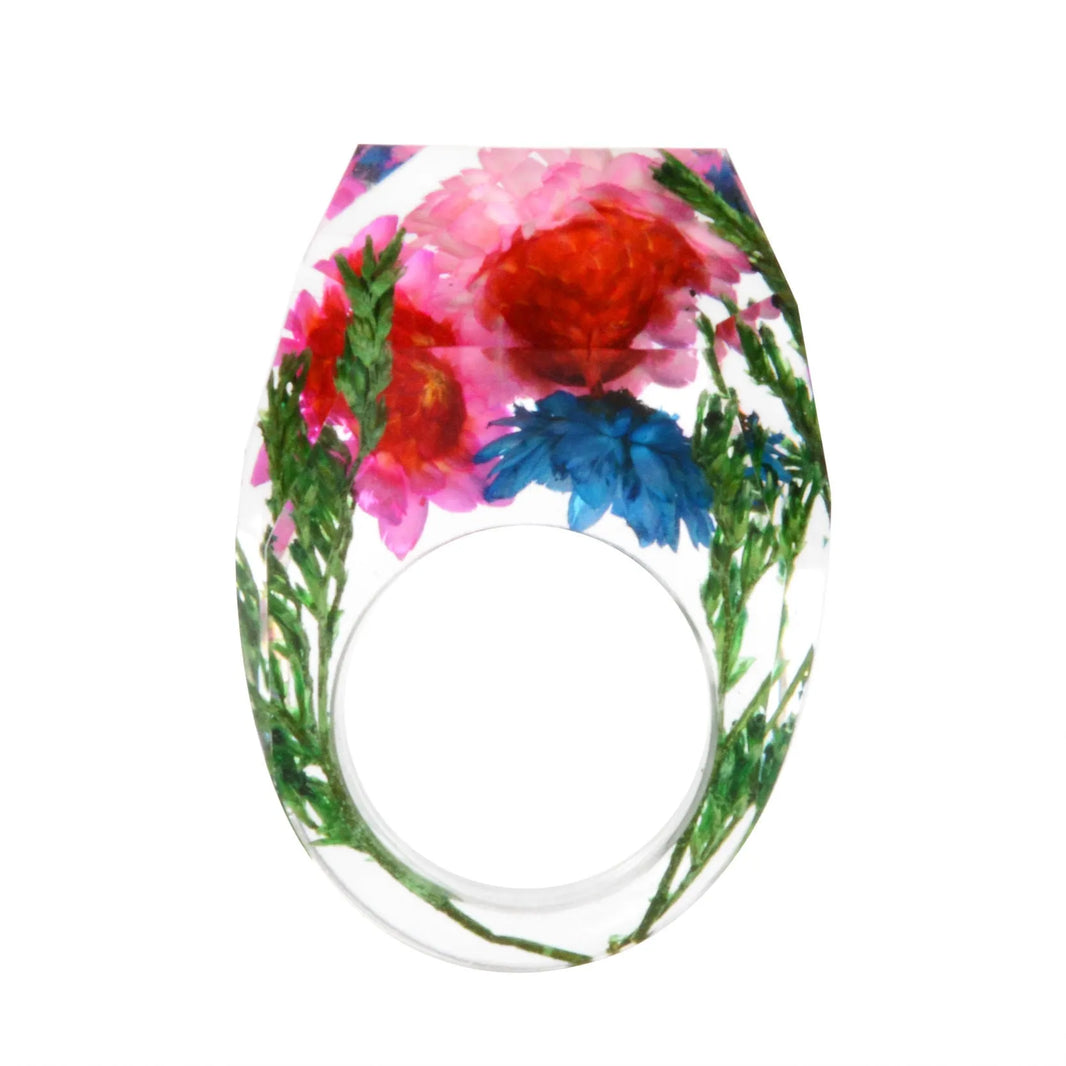 Dried Flower Resin Forest Handmade Dried Flower Epoxy Ring - EX-STOCK CANADA