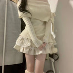 One-Shoulder Long Sleeve Knit Top for Women – Stylish White Knitwear Canada USA