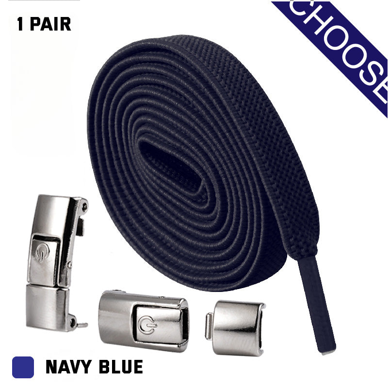 Press Lock Elastic No-Tie Shoelaces – 8MM Flat Widened Laces for Sneakers, Kids & Adults