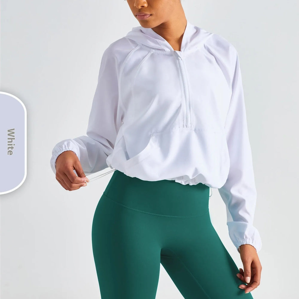 Women's Half Zipper Drawstring Workout Clothes - EX-STOCK CANADA