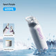 A 600ML insulated water bottle in Sport Purple, shown tilted in a snowy outdoor scene with ice shards around it. The bottle is light purple with a gray lid and purple 'SPORT' branding.