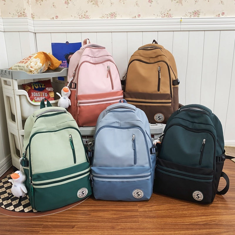 Retro Contrast Color Casual Backpack For Women EX-STOCK