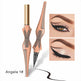 Makeup pencil with decorative design and application examples on a white background