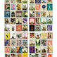 Collection of 80 Paris-themed postage stamps arranged in a grid.