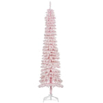 7ft Snow-Flocked Artificial Christmas Tree, Slim Pencil Xmas Tree With 490 Realistic Branches, Metal Base EX-STOCK Canada 