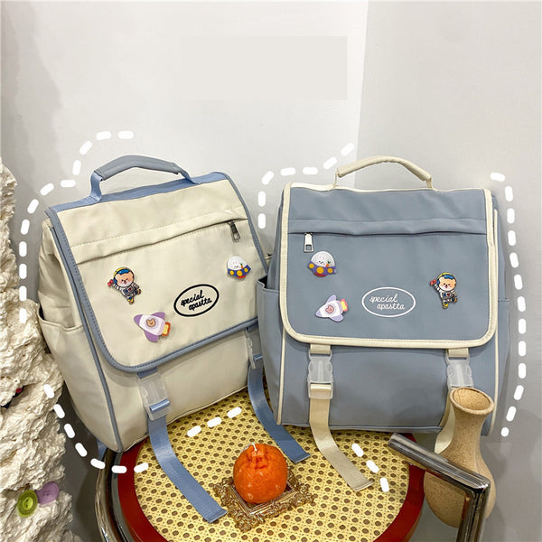 Japanese Style High School Girls Backpack – JK Fashion Nylon Waterproof School Bag (Black, White, Light Blue)