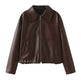 Fashioned Oversized zipper Lapel Leather coat jacket for women - EX-STOCK Canada