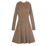 Autumn Winter Round neck Slim fit Mini Flared Sweater Dress - EX-STOCK Canada