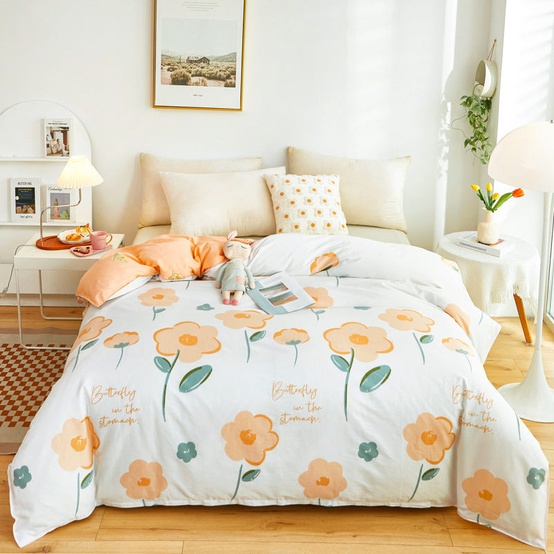Cotton Duvet Cover One-piece Wholesale Pure Single Double Student Dormitory Bed Sheet Four-piece Set EX-STOCK Canada 