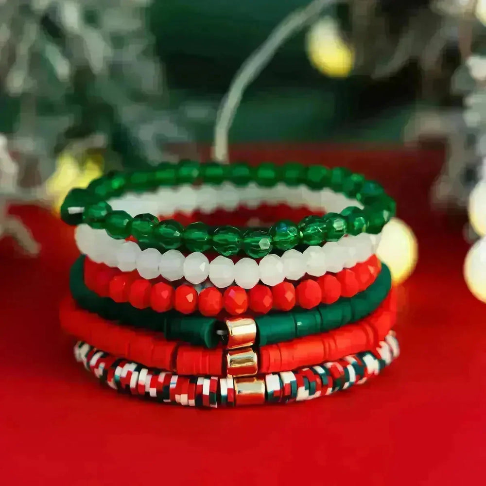 Christmas Polymer Clay Color Bracelet set  Xmas gift idea - EX-STOCK CANADA