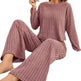 Round Neck Loose Trousers Suit Homewear - EX-STOCK Canada