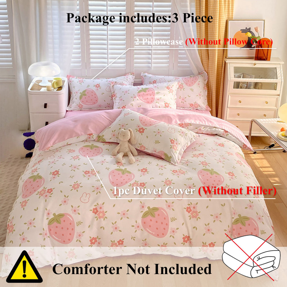 3 Piece Strawberry Duvet Cover Set Strawberry Print Bedding For Home Bedroom Decor Microfiber Quilt Cover Gifts Twin Full Queen King Size EX-STOCK Canada 