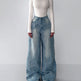 Women's Rhinestone Wide-Leg Jeans – Crystal Embellished Denim, High Waist | Sizes XS–XL