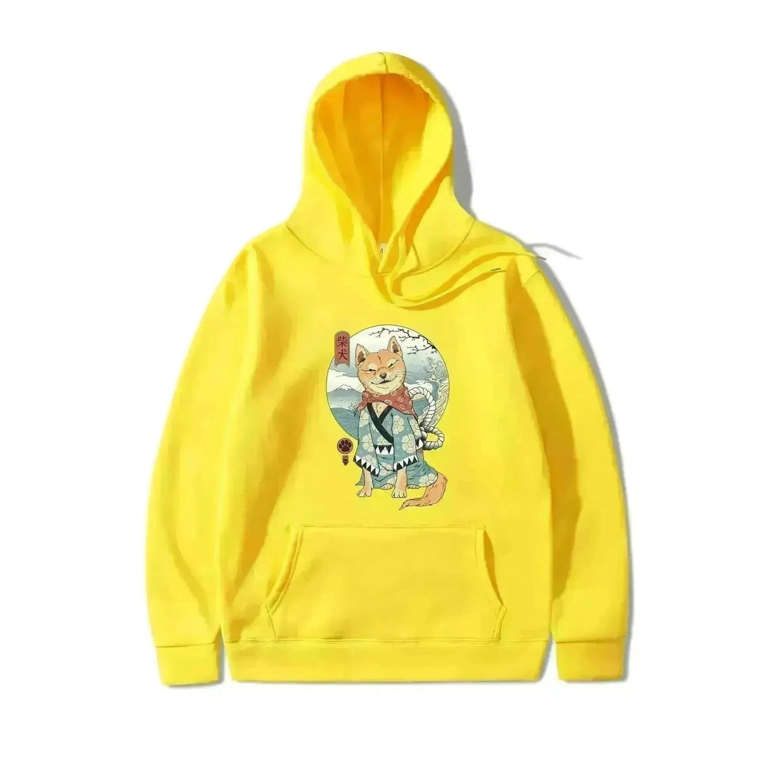 Women Shiba Inu Dog Illustration Printed Casual Hooded Sweater - EX-STOCK CANADA