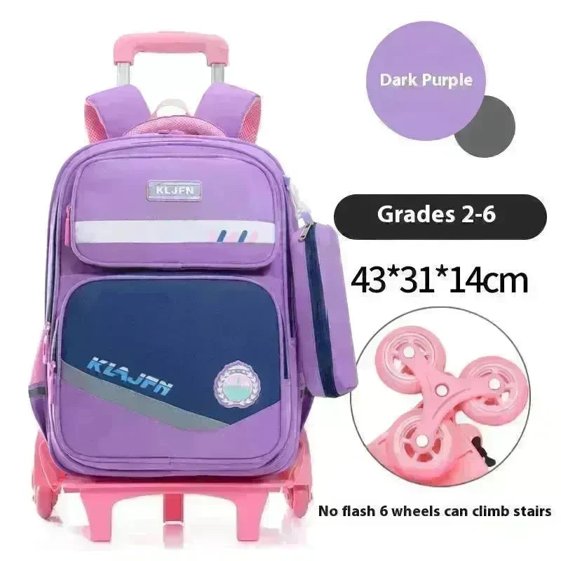 Portable Burden Alleviation Bull Wheel Trolley Schoolbag Bookbag for Boy and Girl - EX-STOCK CANADA
