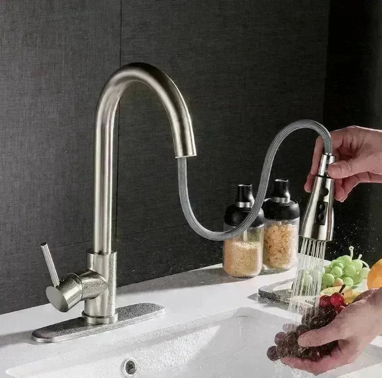 Stainless Steel Brushed Kitchen Sink Faucet with Sprayer - EX-STOCK CANADA