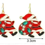 Personalized Cute Santa Claus Earrings With Colorful Rhinestones Ins Fashion Christmas Earrings For Women Jewelry - EX-STOCK CANADA