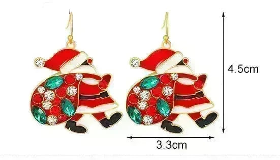 Personalized Cute Santa Claus Earrings With Colorful Rhinestones Ins Fashion Christmas Earrings For Women Jewelry - EX-STOCK CANADA