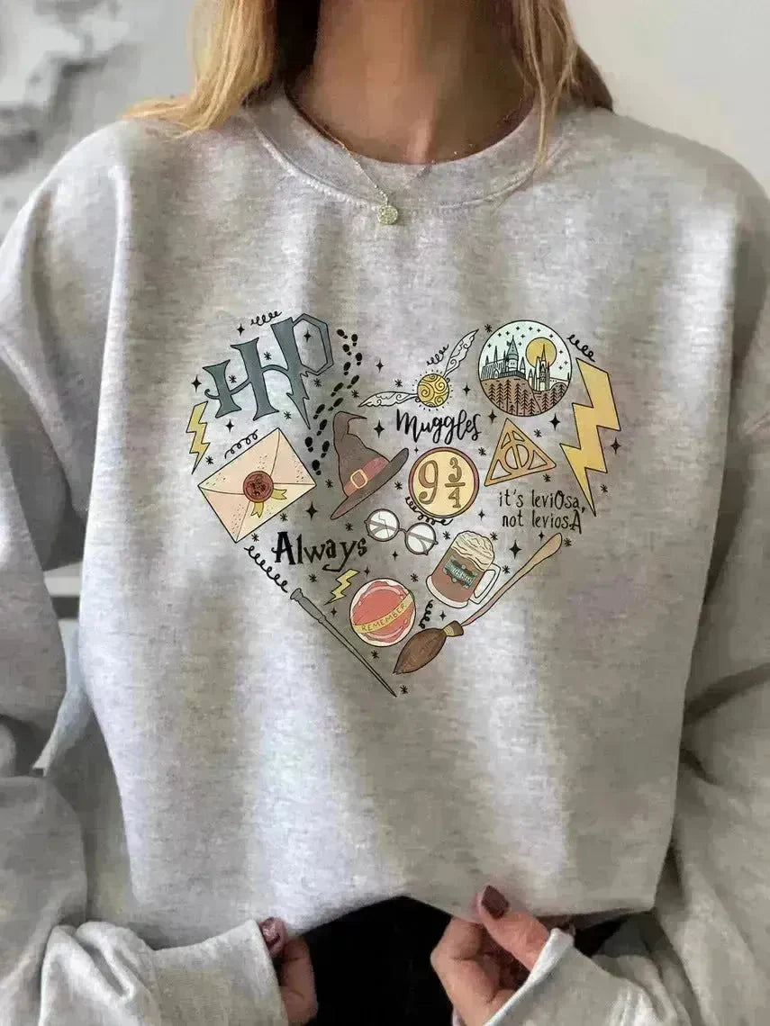 Digital Printing Sweater Hipster Round Neck Pullover Long Sleeve Sweater Women - EX-STOCK CANADA