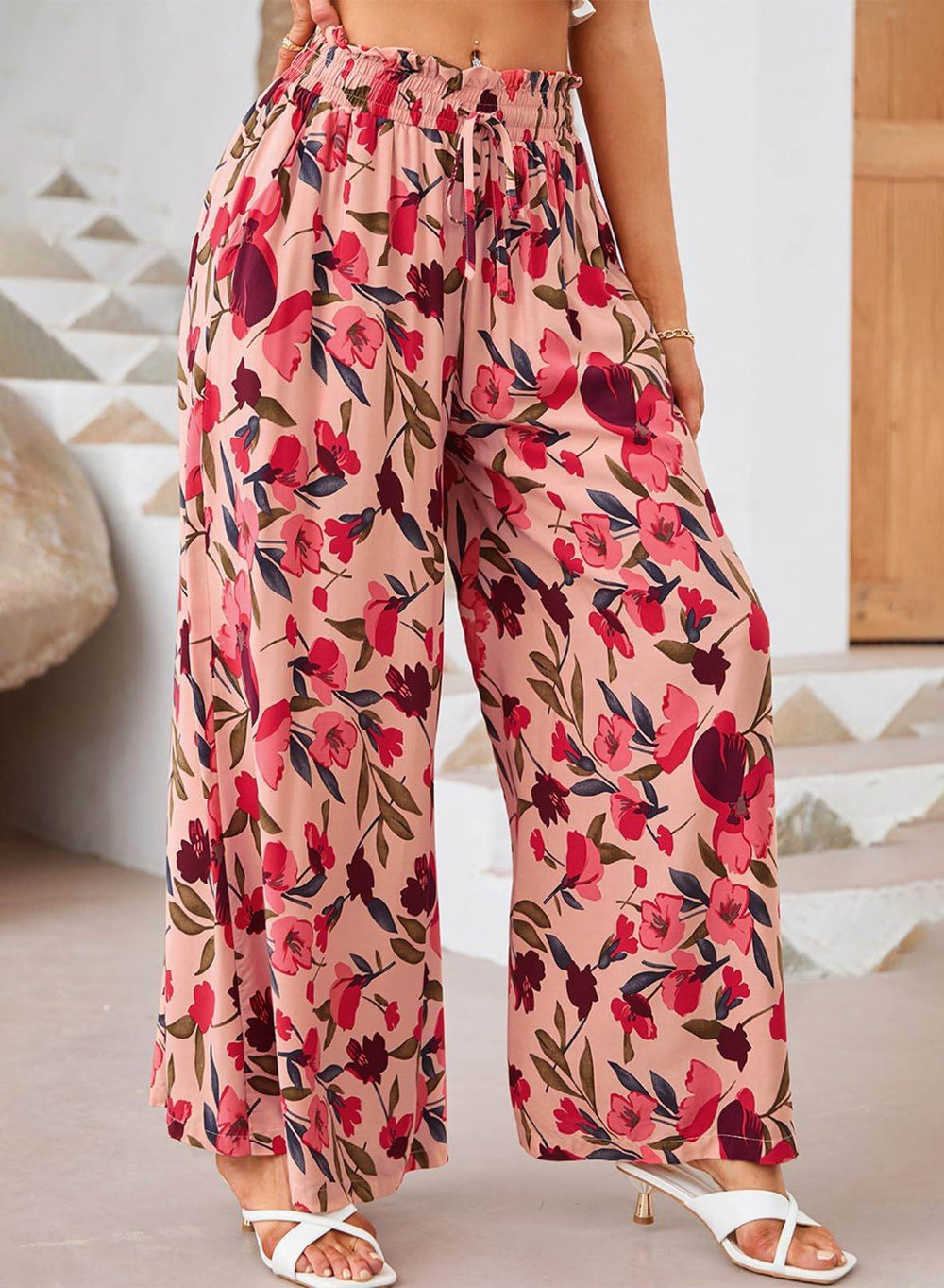 Printed Comfortable Casual High Waist Wide-leg Floral Palazzo Trousers women - EX-STOCK Canada