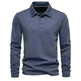 Fashion Plain Lapel Long-sleeved Polo Shirt Men's Casual Autumn Polo sweatshirt - EX-STOCK CANADA