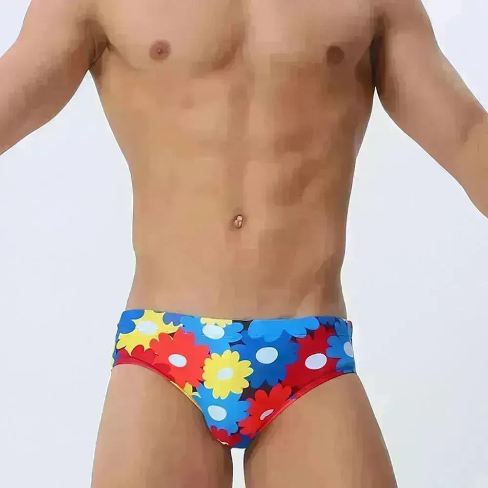 Flower Colorful Printing Swim Briefs - EX-STOCK CANADA