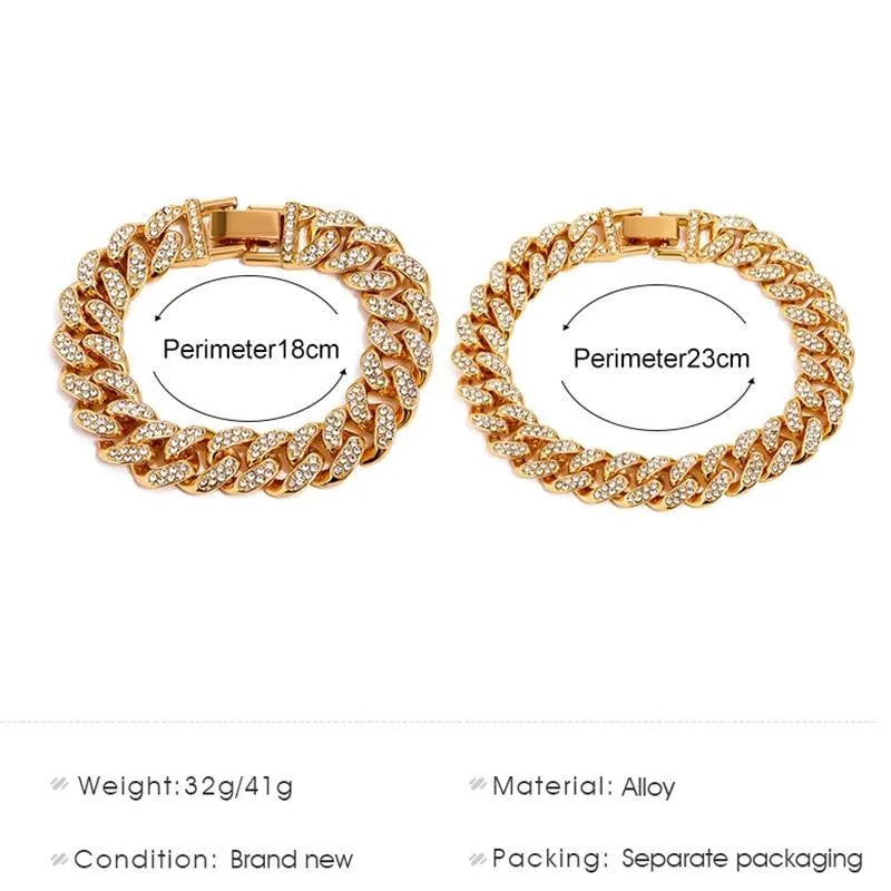 Diamond Cuban Punk Chunky Chain Hihop Bracelet unisex - EX-STOCK CANADA