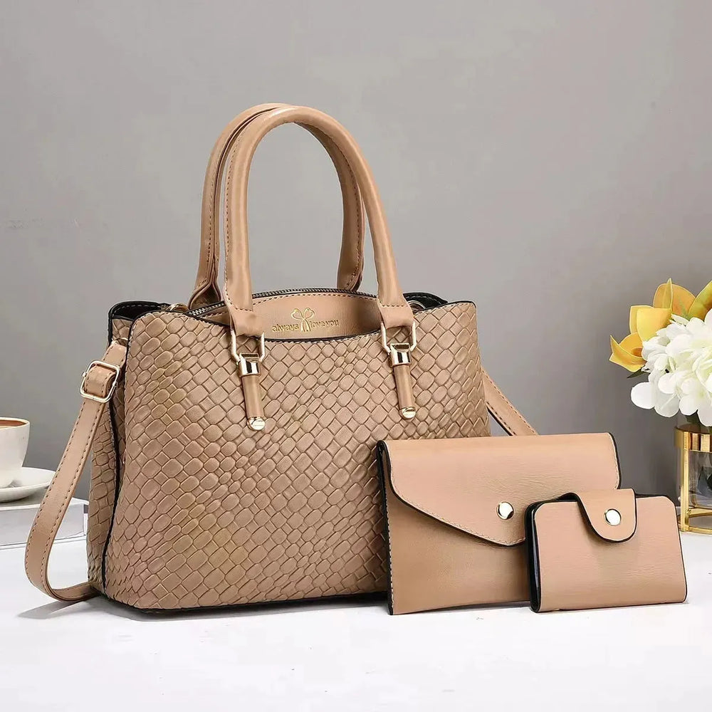 Woven Texture Three-piece Set Large Capacity One Shoulder Combination Bags women - EX-STOCK CANADA