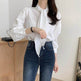 Spring New Gentle Lace-up Bow Tie Design Puff Sleeve Solid Color Shirt For Women - EX-STOCK Canada