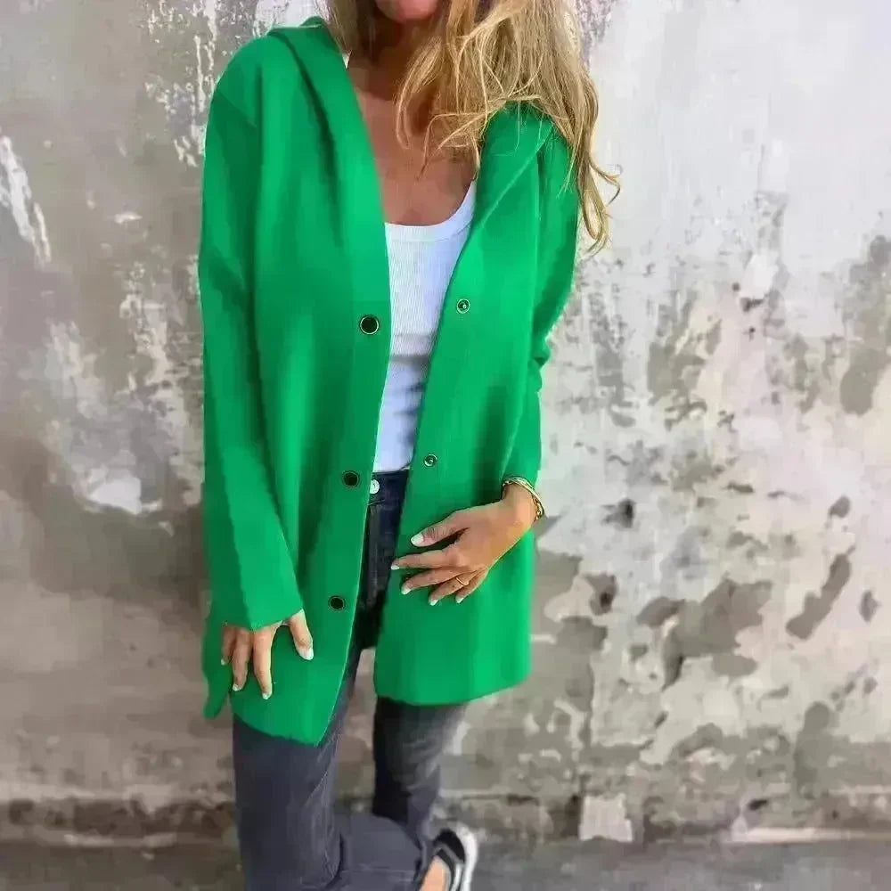 Fall Casual Single Breasted Hooded Cashmere Cardigan Jacket for women - EX-STOCK CANADA