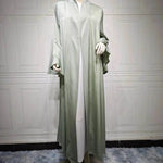 Abaya two piece set Elegant Satin Plain Color Abaya Kimono Open front Abaya Dubai Abaya wear for Middle East Women - EX-STOCK Canada