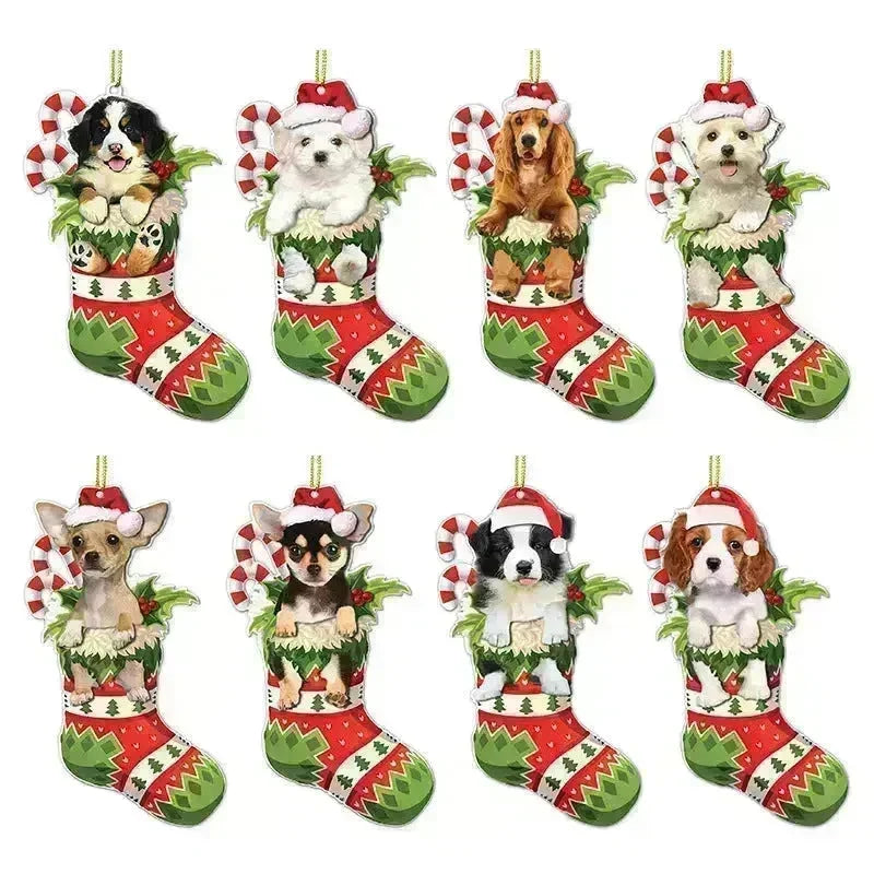 Christmas Stockings Christmas Tree Decorative Socks Dog Pendant Creative Cute - EX-STOCK CANADA