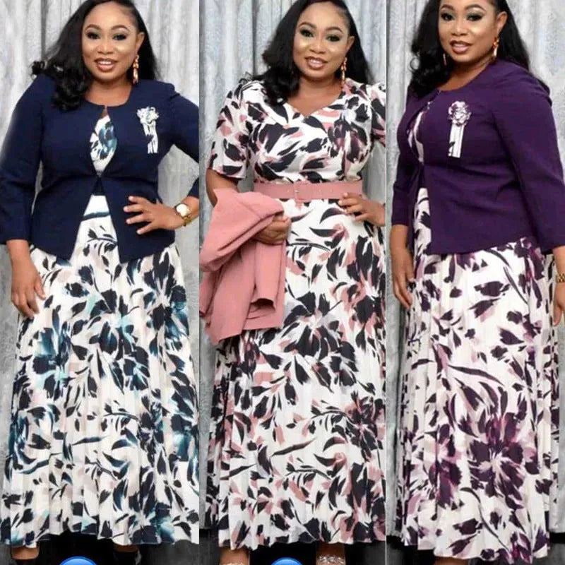 2pcs Fashion floral Print Blazer dress suit - EX-STOCK CANADA