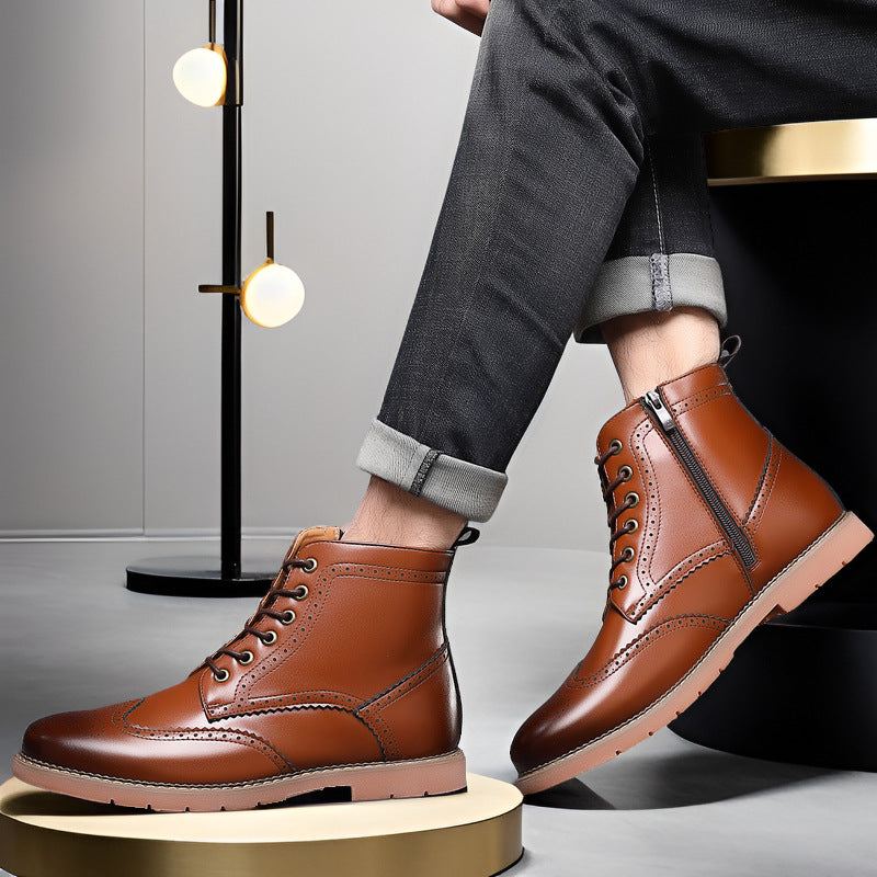 Bottes Martin britanniques pour hommes – Chaussures en cuir décontractées hautes pour affaires
