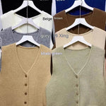 Women Sleeveless V-neck Button Down Knitted Vest Cardigan - EX-STOCK Canada
