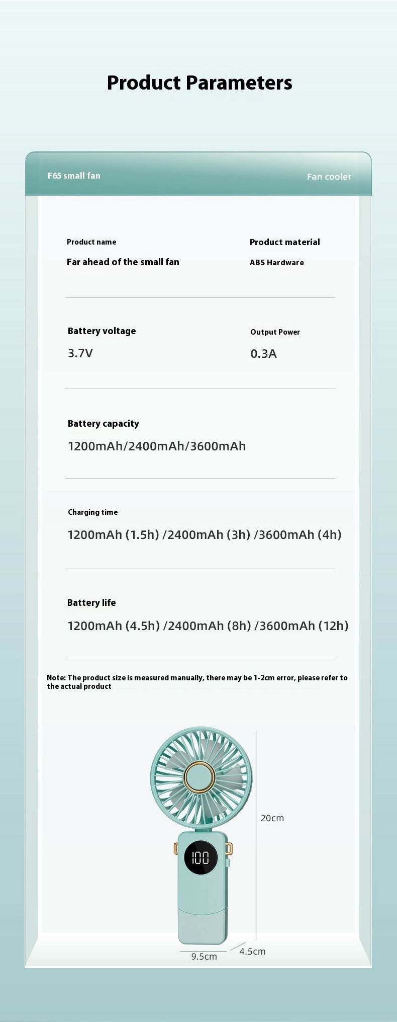 Handheld Fan Digital Display Hanging Neck Folding Charging - EX-STOCK Canada