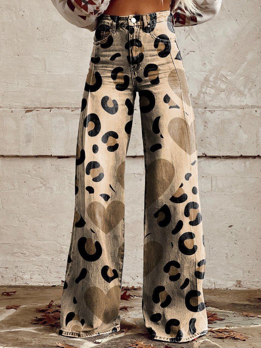 Horn Simulation Denim Trousers Loose Pants For Women 
