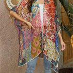 Spring Summer Printed Sun Protection Beach Kimono Cardigan Blouse top Women - EX-STOCK Canada