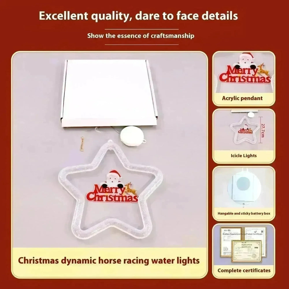 Christmas Pendant Decoration Christmas Atmosphere Led Lights Led Christmas Star Light Decoration For Window Door For Holiday - EX-STOCK CANADA