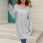 Lapel Loose Off shoulder Winter Knitted Tunic top - EX-STOCK Canada